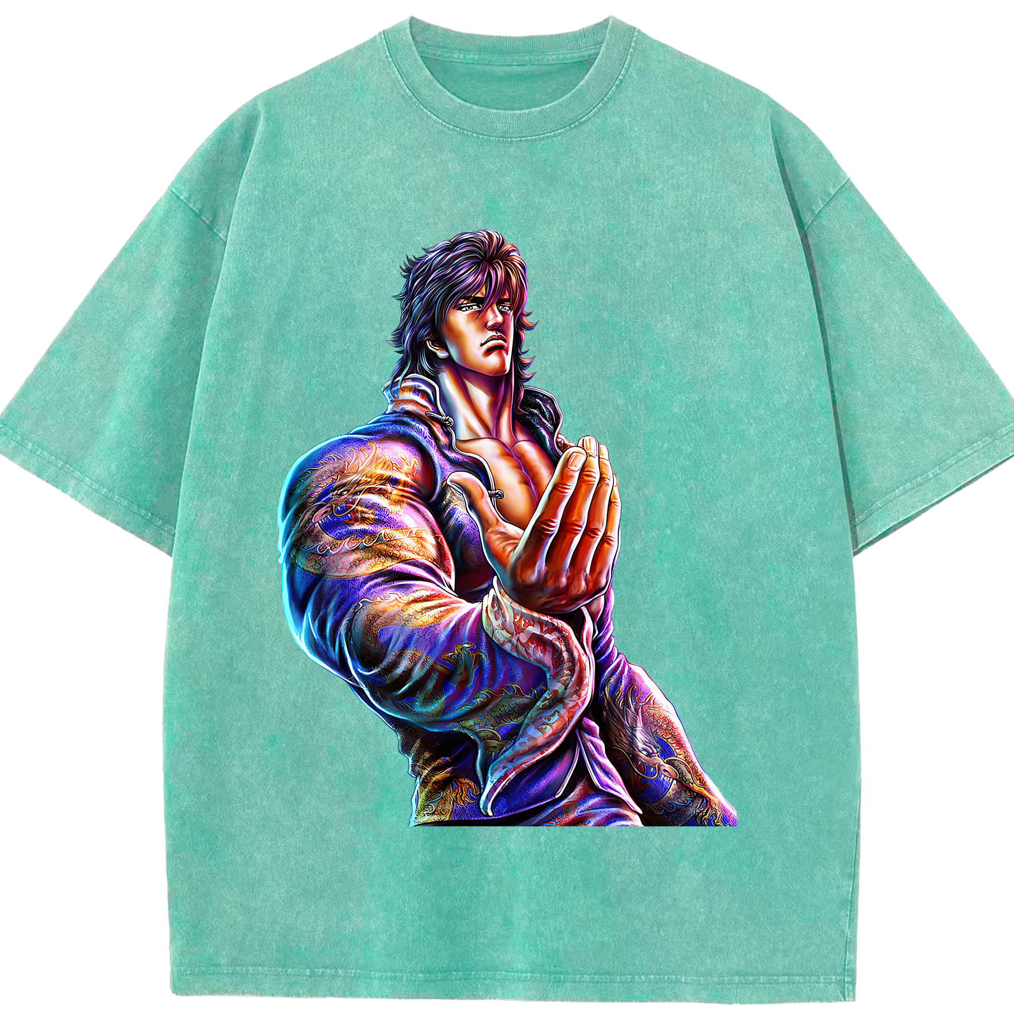 （画像用） 北斗の拳 Fist of the North Star 綿100% ヴィンテージ風 半袖Tシャツ（フロントプリント）